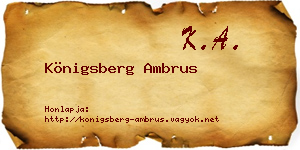 Königsberg Ambrus névjegykártya